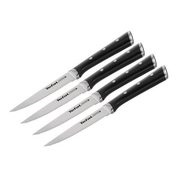 Tefal - Set noževa za steak ICE FORCE od nerđajućeg čelika 11 cm, sjajni hrom/crna, 4 kom