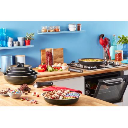 Tefal - Set posuđa 10 delova INGENIO EASY COOK & CLEAN CRNI