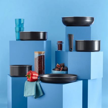 Tefal - Set posuđa 10 delova INGENIO EASY COOK & CLEAN CRNI