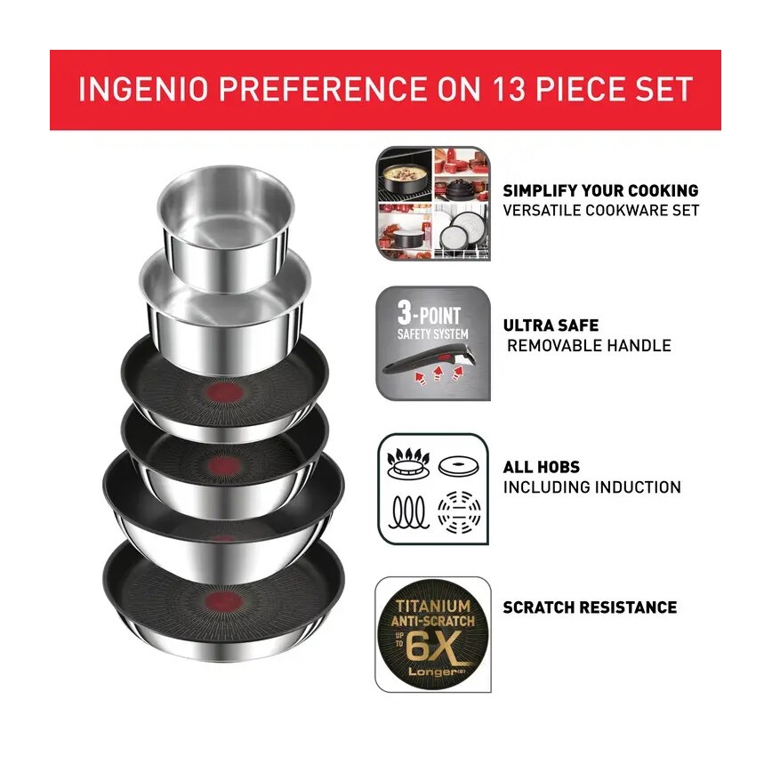 Tefal - Set posuđa 13 delova INGENIO PREFERENCE ON, nerđajući čelik