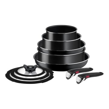 Tefal - Set posuđa od 10 delova INGENIO EASY COOK & CLEAN BLACK