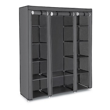 Tekstilni ormar za odlaganje sa policama i garderobnom šipkom MATIS 150x175 cm siva