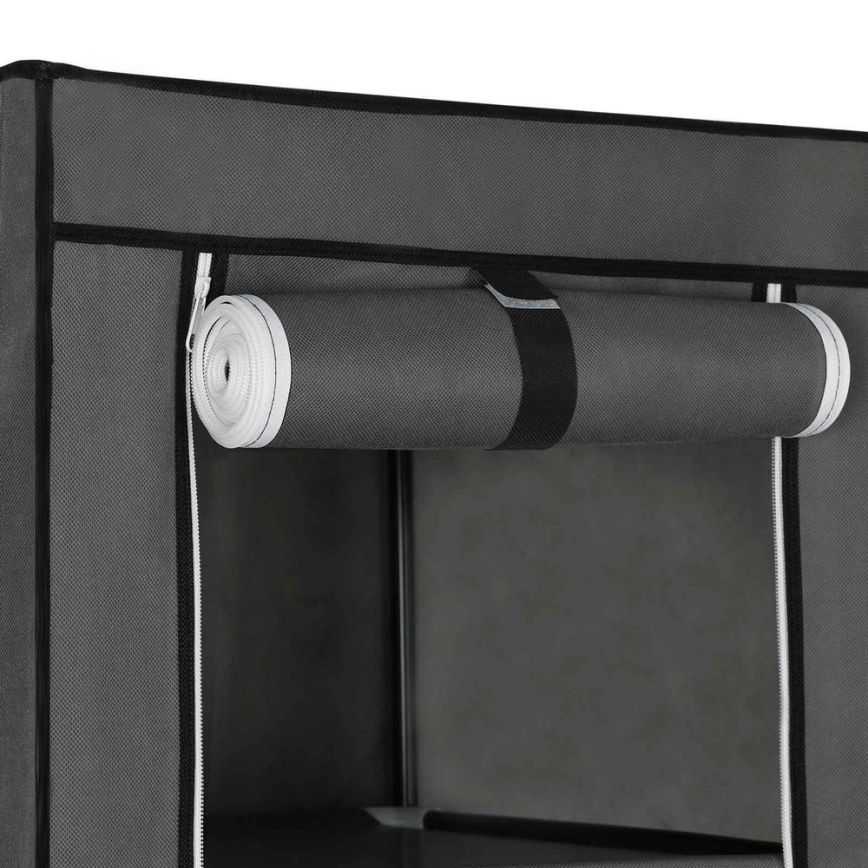 Tekstilni ormar za odlaganje sa policama i garderobnom šipkom MATIS 150x175 cm siva