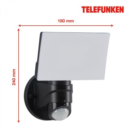 Telefunken 304305TF - LED spoljašnje zidno svetlo sa senzorom LED/24W/230V IP44 crno