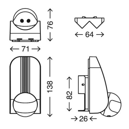 Telefunken 306504TF - Spoljni senzor pokreta 180° IP44 srebrne boje