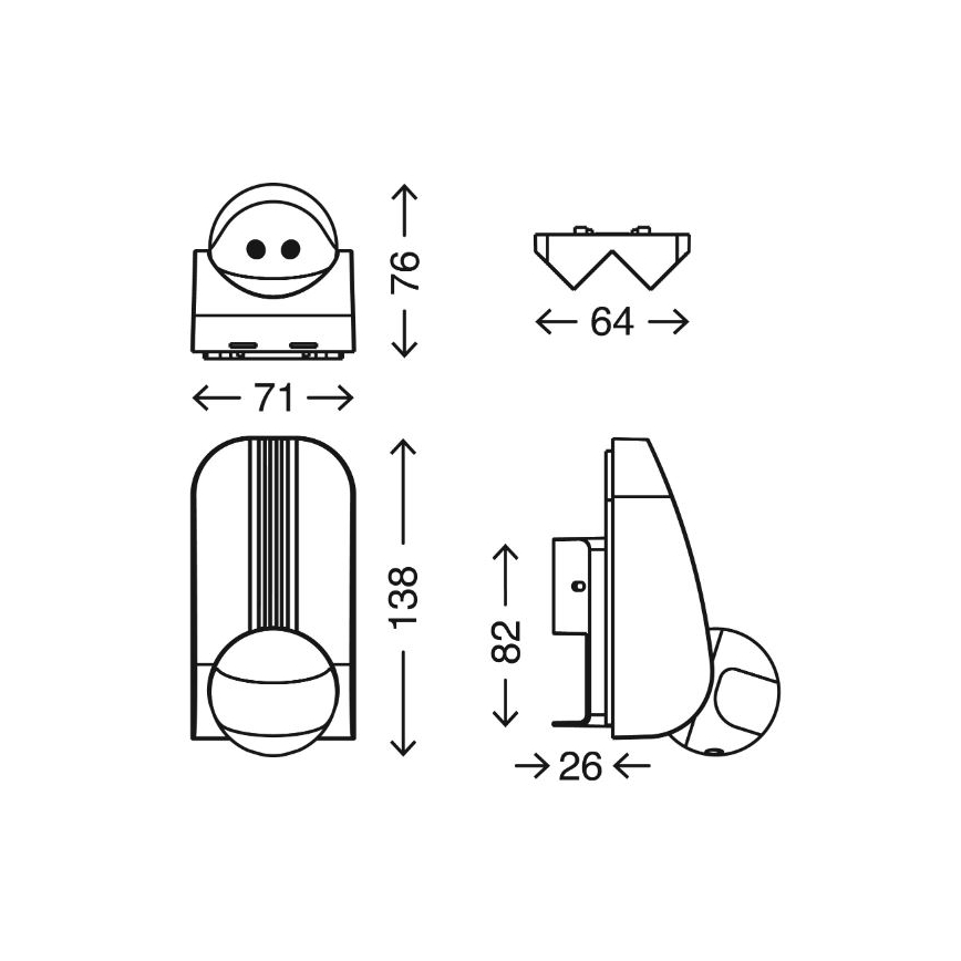 Telefunken 306504TF - Spoljni senzor pokreta 180° IP44 srebrne boje