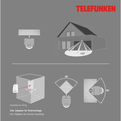 Telefunken 306506TF - Spoljni senzor pokreta 180° IP44 beo