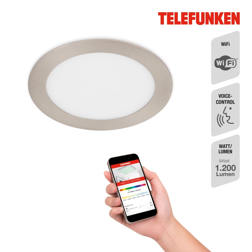 Telefunken 309402TF - LED RGBW prigušiva ugradna plafonska lampa za kupatilo LED/12W/230V 2700-6500K IP23 Wi-Fi Tuya