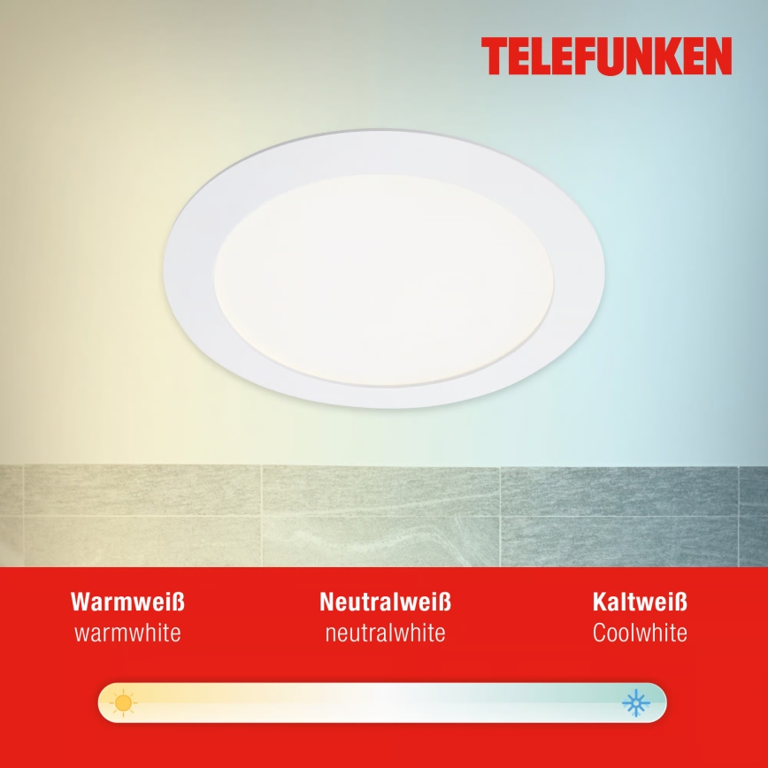 Telefunken 309406TF - LED RGBW prigušiva ugradna stropna svetiljka FRAME LED/12W/230V 2700-6500K Wi-Fi Tuya bela