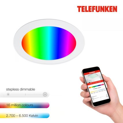 Telefunken 309406TF - LED RGBW prigušiva ugradna stropna svetiljka FRAME LED/12W/230V 2700-6500K Wi-Fi Tuya bela