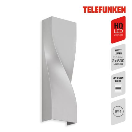 Telefunken 312704TF - LED spoljašnje zidno svetlo 2xLED/5,5W/230V IP44 srebrna
