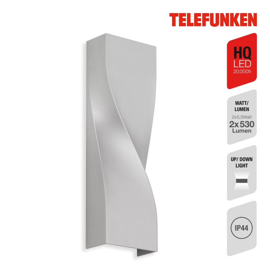 Telefunken 312704TF - LED spoljašnje zidno svetlo 2xLED/5,5W/230V IP44 srebrna