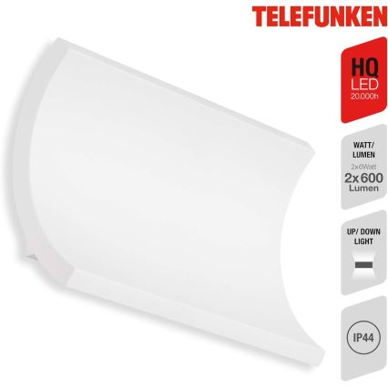 Telefunken 312806TF - LED spoljno zidno svetlo 2xLED/6W/230V IP44 belo