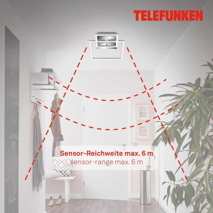 Telefunken 318608TF - LED plafonsko svetlo sa senzorom FRAME LED/17W/230V 3000K mat hrom