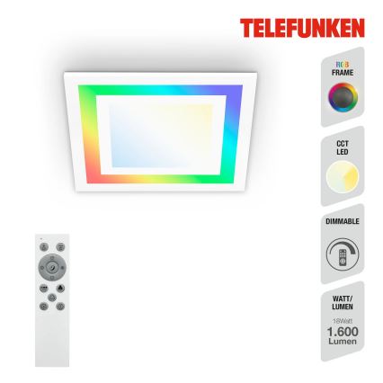 Telefunken 318706TF - LED RGBW prigušiva panel LED/18W/230V 3000-6500K + daljinski upravljač