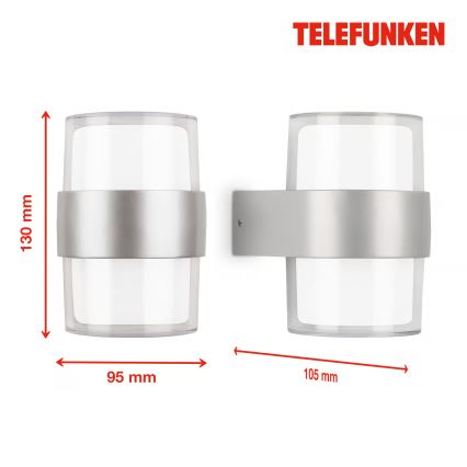 Telefunken 320404TF - LED spoljašnja zidna svetiljka 2xLED/8W/230V IP44 matni hrom
