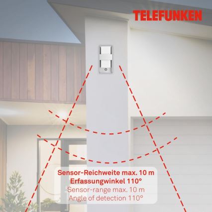 Telefunken 321104TF - Spoljno zidno svetlo sa senzorom 1xE27/12W/230V IP44 belo