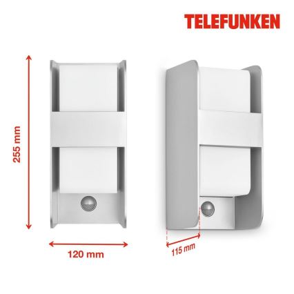 Telefunken 321104TF - Spoljno zidno svetlo sa senzorom 1xE27/12W/230V IP44 belo