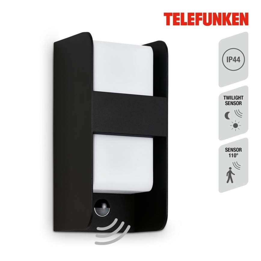 Telefunken 321105TF - Spoljašnje zidno svetlo sa senzorom 1xE27/12W/230V IP44 crno