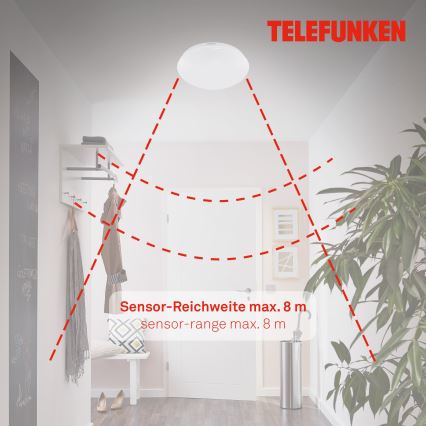 Telefunken 601206TF - LED plafonsko svetlo za kupatilo sa senzorom LED/15W/230V IP44 prečnik 28 cm