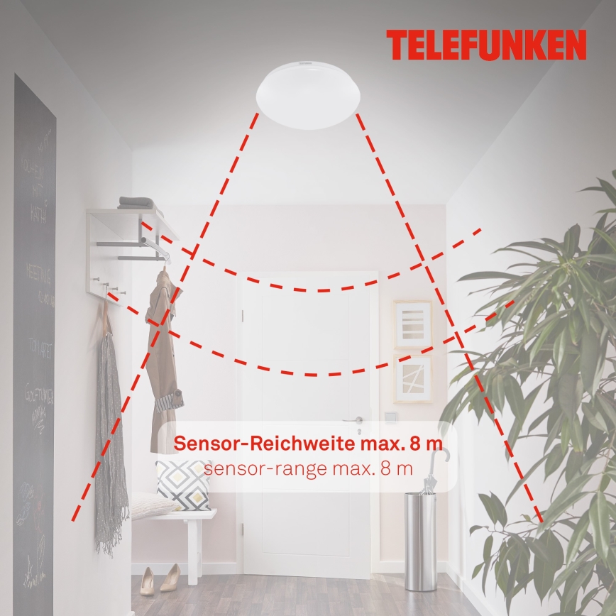 Telefunken 601206TF - LED plafonsko svetlo za kupatilo sa senzorom LED/15W/230V IP44 prečnik 28 cm