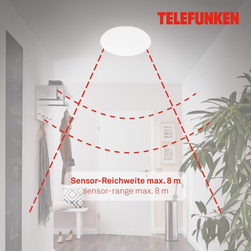 Telefunken 601306TF - LED kupatilsko plafonsko svetlo sa senzorom, LED/20W/230V, IP44, prečnik 40 cm