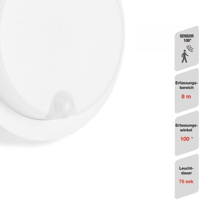 Telefunken - LED spoljašnja zidna svetiljka sa senzorom sumraka i pokreta LED/12W/230V IP44 bela