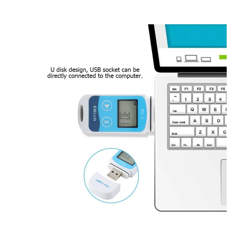 Termometar sa funkcijom snimanja, USB/1xCR2032, IP67