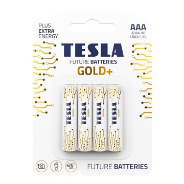 Tesla Batteries - 4 kom alkalne AAA baterije GOLD+ 1,5V 1350 mAh