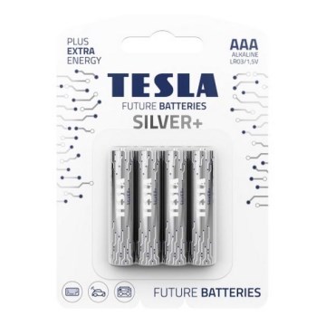 Tesla Batteries - 4 kom alkalnih AAA baterija SILVER+ 1,5V 1300 mAh
