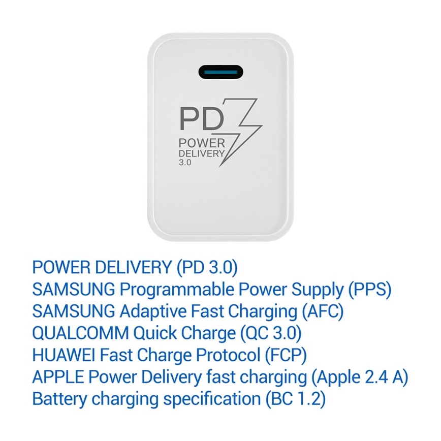 TESLA Electronics - Adapter za brzo punjenje Power Delivery 20W bela