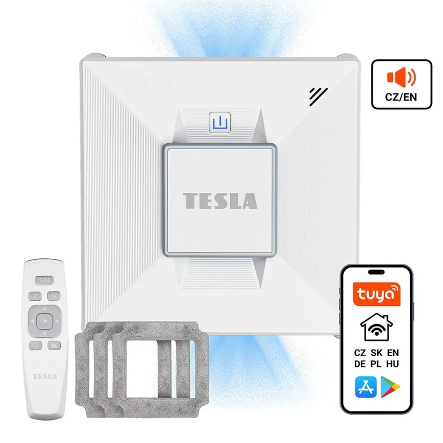 TESLA Electronics RoboStar - Pametni čistač prozora sa raspršivačem vode 72W/230V/650 mAh Wi-Fi + daljinsko upravljanje