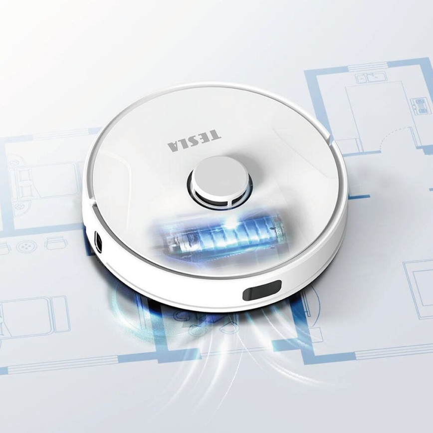TESLA Electronics RoboStar - Pametni robotski usisivač 2 u 1, 2600 mAh, Wi‑Fi, bela
