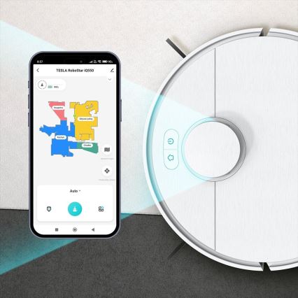 TESLA Electronics RoboStar - Pametni robotski usisivač 2u1 2550 mAh Wi-Fi bela