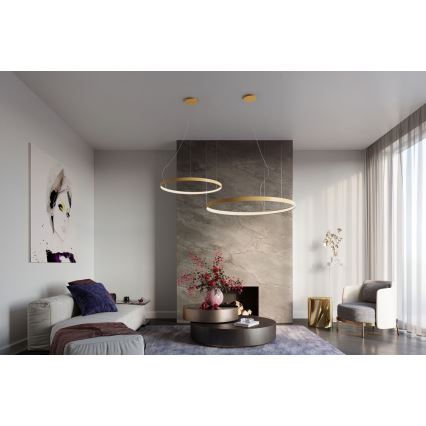 Thoro TH.217 - LED luster na sajli RIO LED/30W/230V CRI 95 4000K, prečnik 55 cm, zlatne boje