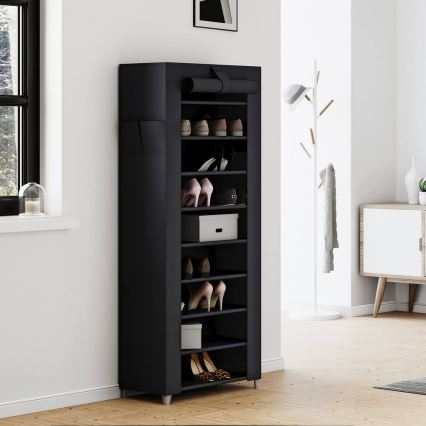 Tkaninski ormar za odlaganje sa policama MATIS, 58 x 160 cm, crni