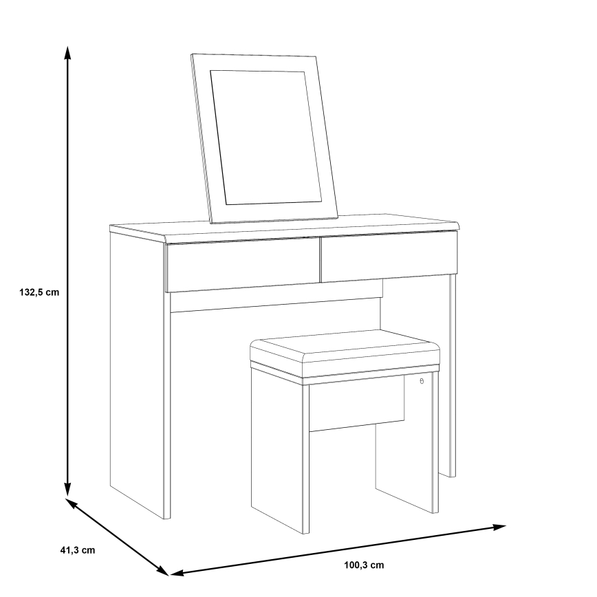 Toaletni sto ERO + tabure braon/crna