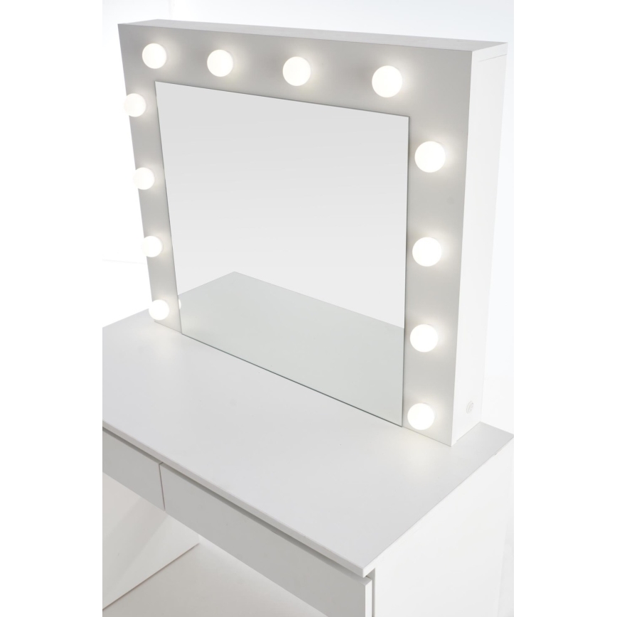 Toaletni sto sa LED osvetljenjem HOLLYWOOD 140x94 cm, bela
