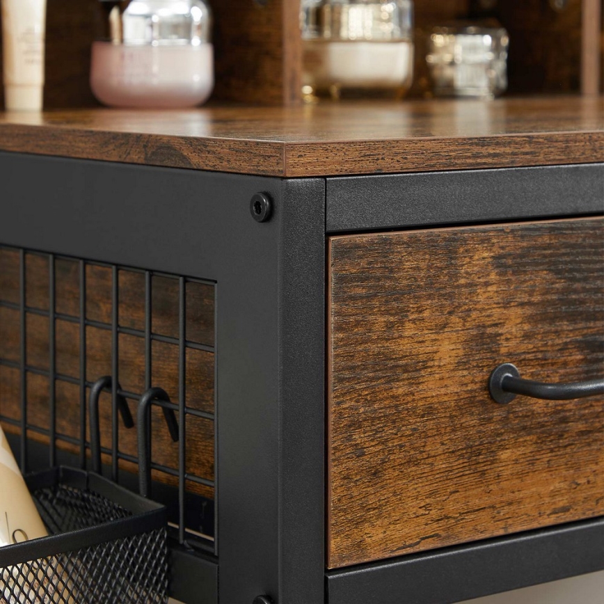 Toaletni stočić sa tabureom 28,6x42 cm FLORA braon/crna