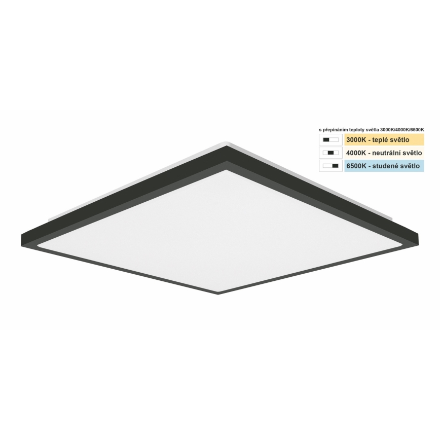 Top Light - LED plafonsko svetlo za kupatilo ONYX LED/24W/230V IP44 3000/4000/6500K 38x38 cm crna