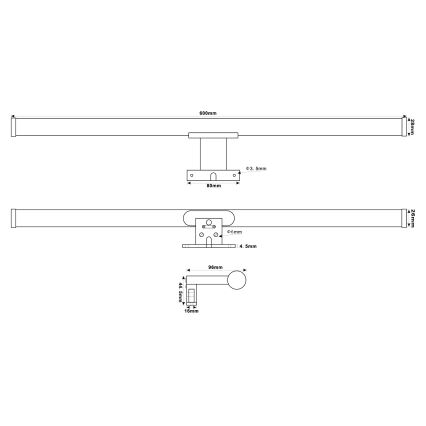 Top Light - LED osvetljenje za kupatilsko ogledalo OREGON LED/9W/230V 60 cm IP44