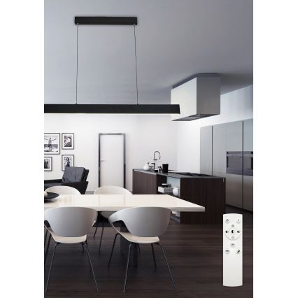 Top Light - LED prigušiva luster na sajli LINE LED/30W/230V crna + daljinski upravljač