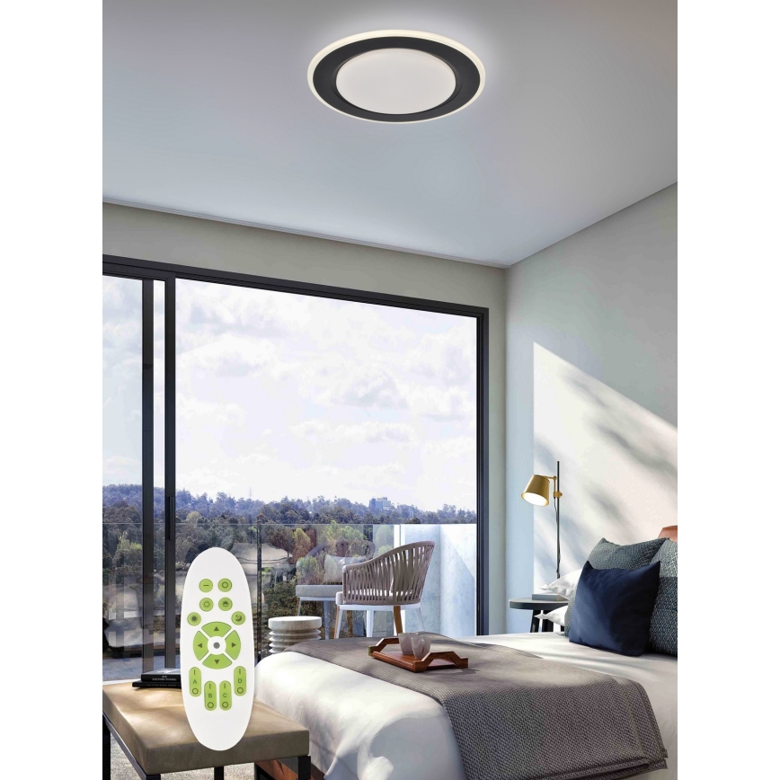 Top Light - LED prigušiva plafonska svetiljka NORMAN LED/51W/230V prečnika 39 cm crna + daljinski upravljač