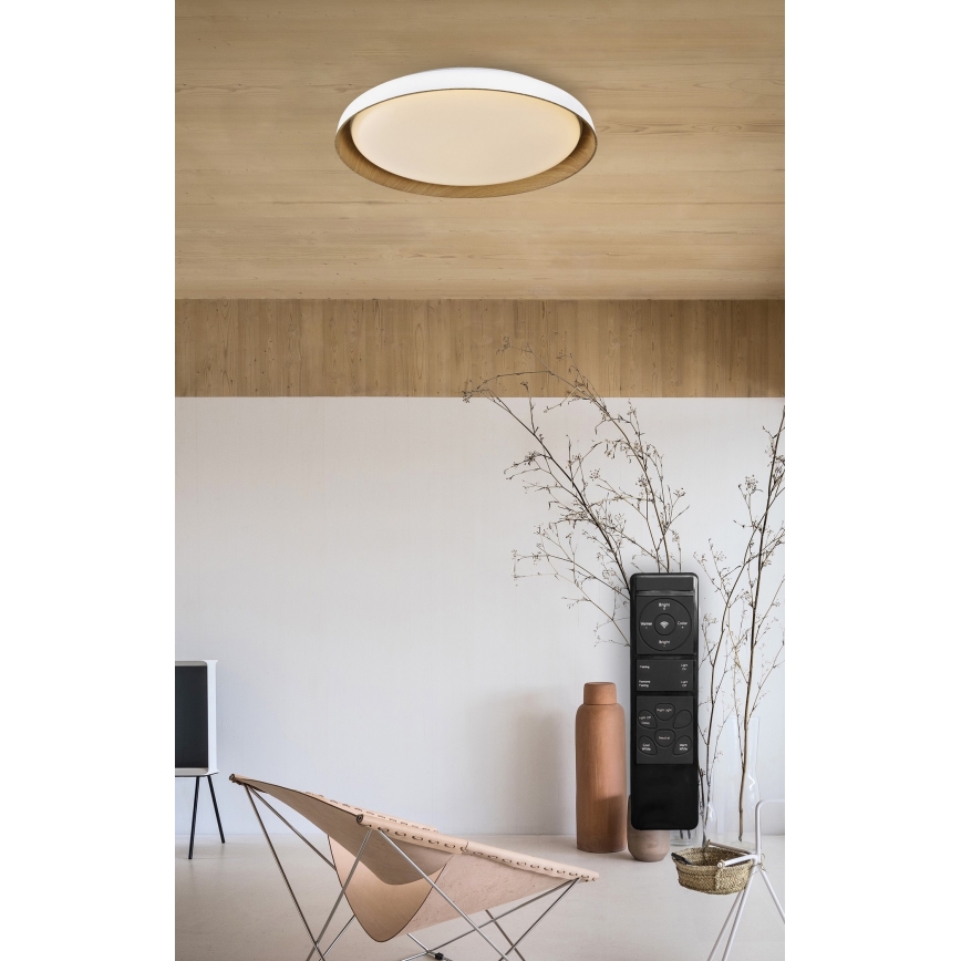 Top Light - LED prigušiva plafonska svetiljka SATELLITE LED/36W/230V 3000-6500K prečnik 43 cm bela/smeđa + daljinsko upravljanje