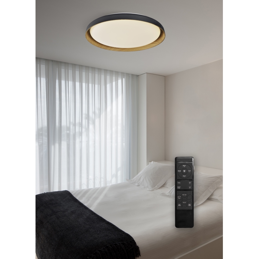 Top Light - LED prigušiva plafonska svetiljka SATELLITE LED/48W/230V 3000-6500K prečnik 53 cm crna/smeđa + daljinski upravljač