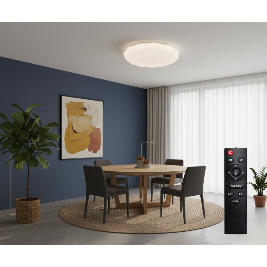 Top Light - LED prigušiva stropno svetlo za kupatilo SPARKLE LED/60W/230V 3000-6500K IP44 prečnik 49 cm bela + daljinski upravljač