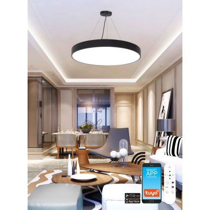 Top Light - LED RGB prigušiva viseća lampa na sajli METAL LED/60W/230V Wi-Fi Tuya crna + daljinski upravljač