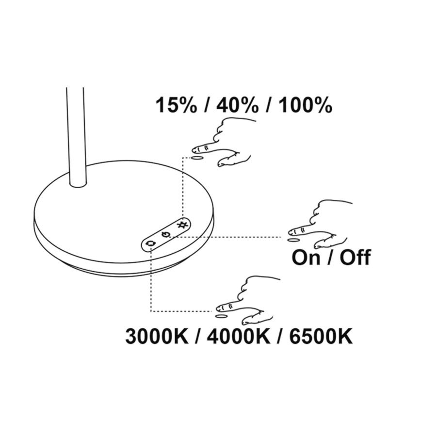 Top Light - LED prigušiva dodirna stona lampa BELLA LED/4,8W/5V 3000/4000/6500K crna