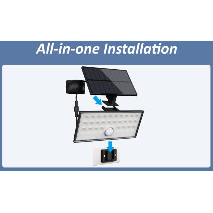 Top Light - LED solarni zidni reflektor sa senzorom HELEON VARIO LED/8W/3,7V IP65 4000K 2200 mAh + daljinski upravljač