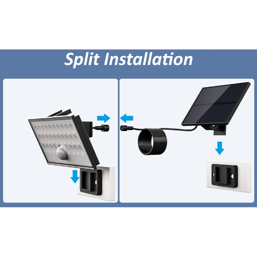 Top Light - LED solarni zidni reflektor sa senzorom HELEON VARIO LED/8W/3,7V IP65 4000K 2200 mAh + daljinski upravljač